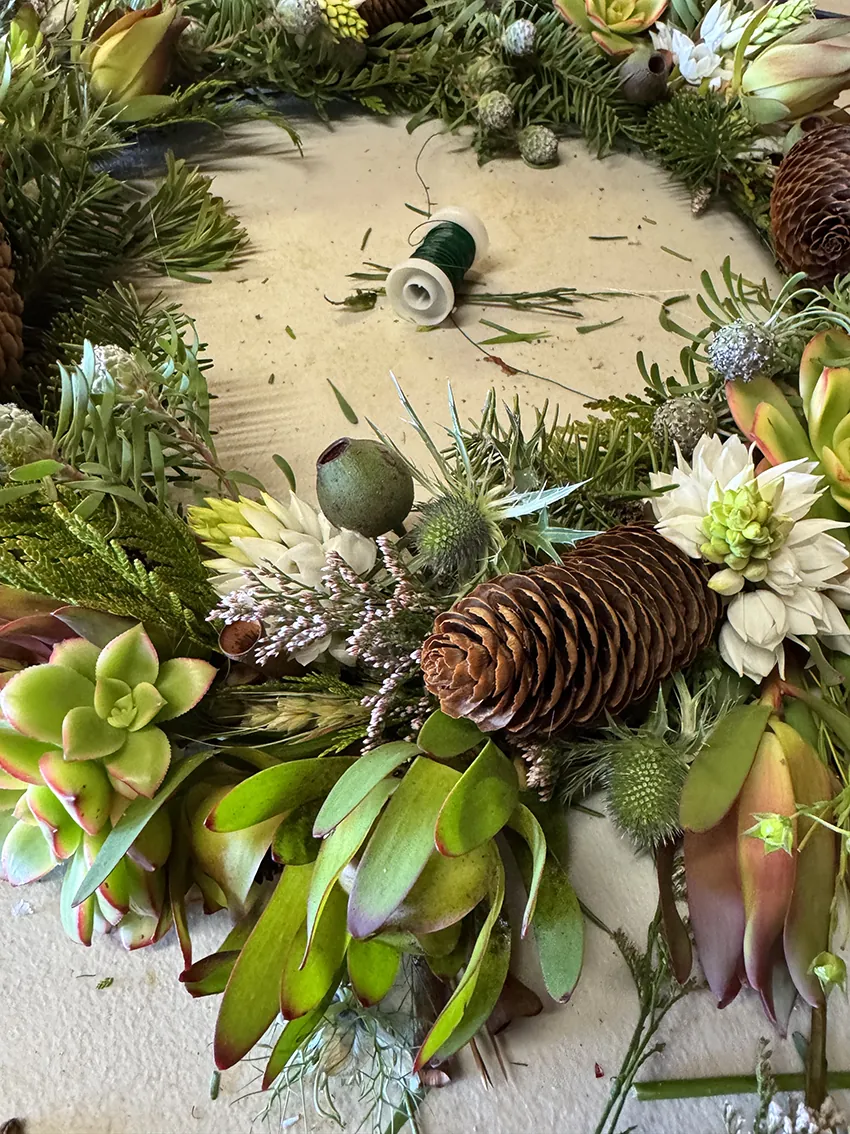 Christmas wreath workshop at our flower farm 2025