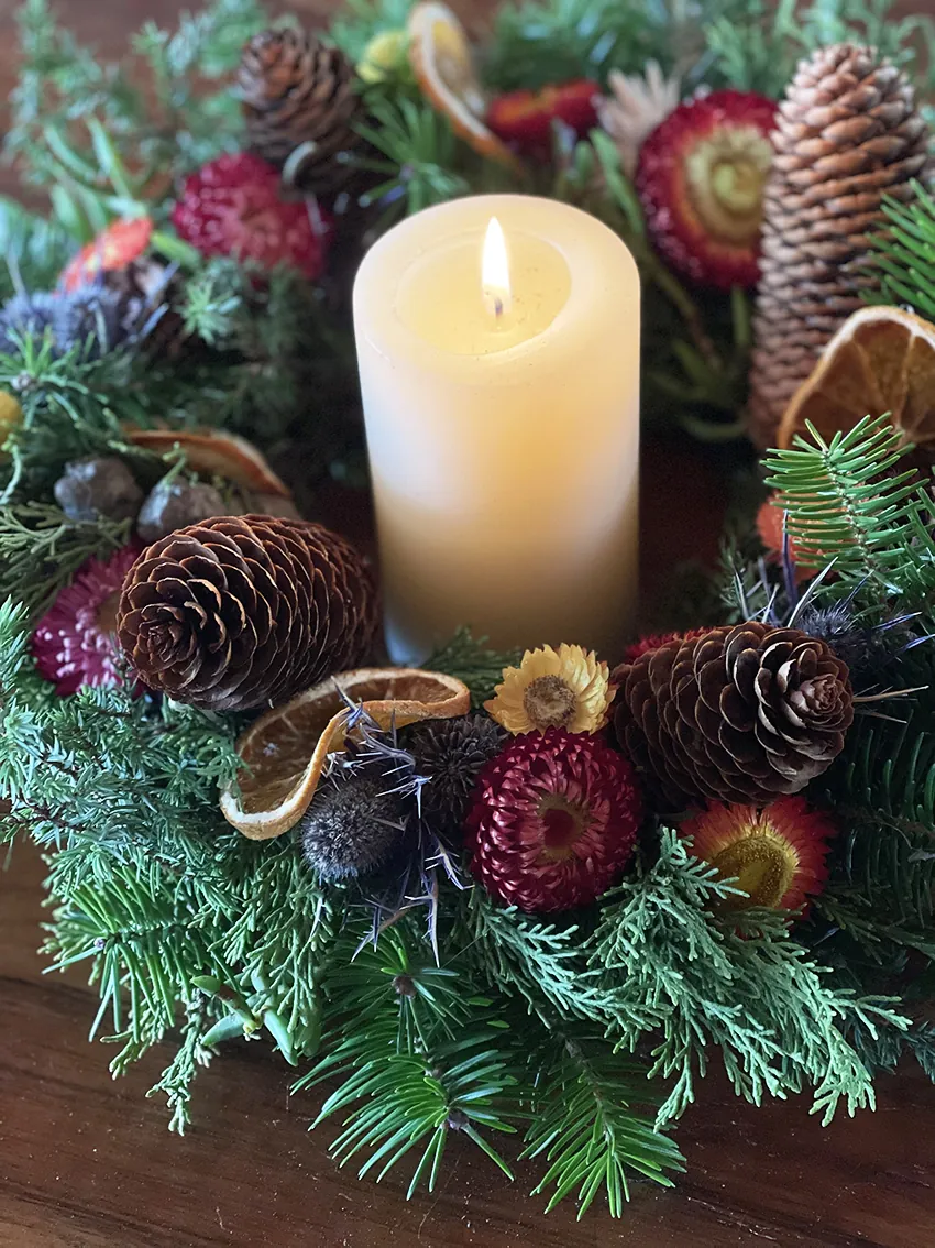 Friday night Christmas wreath workshop at Peppermint Bay 2025 with supper