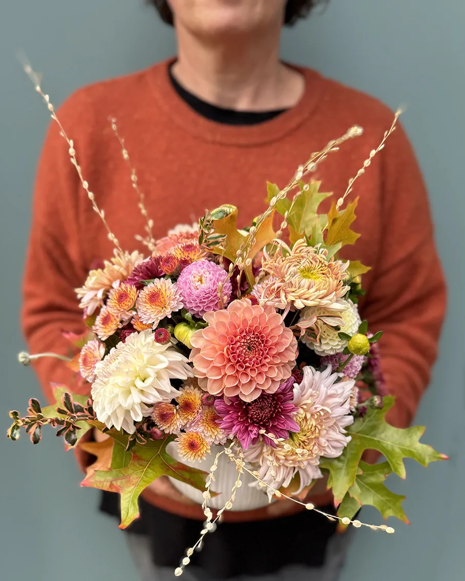 Pretty Autumn arrangement in matt ceramic vase - Image 4