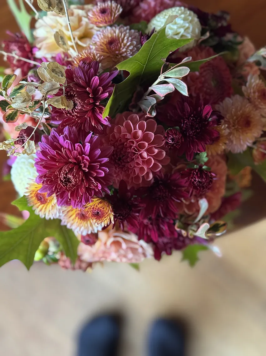 Pretty Autumn arrangement in matt ceramic vase - Image 5