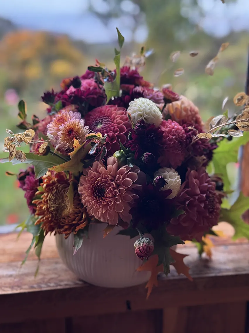 Pretty Autumn arrangement in matt ceramic vase - Image 3