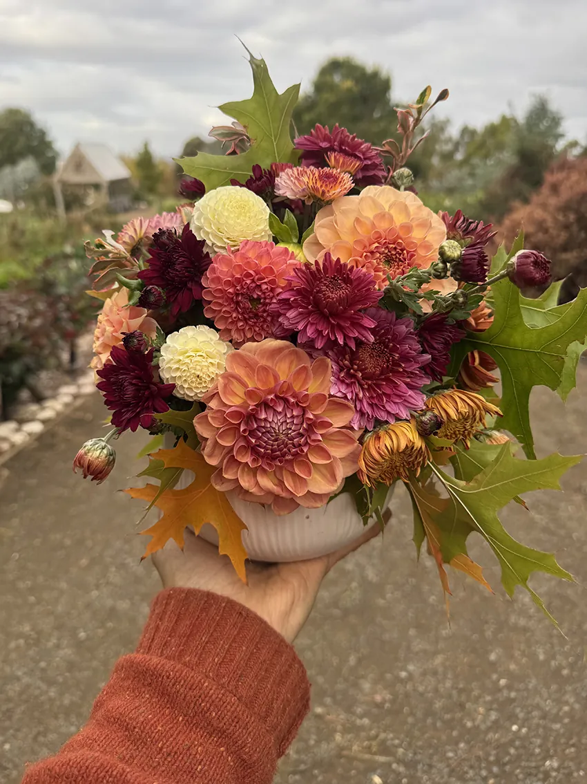 Pretty Autumn arrangement in matt ceramic vase - Image 2