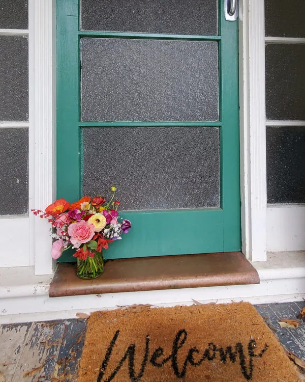 Summer posy in glass vase